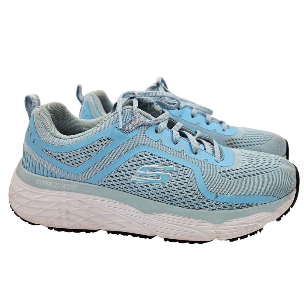 Skechers Ultra Go Work Womens Light Blue Slip Resistant Athletic Sneakers 108016